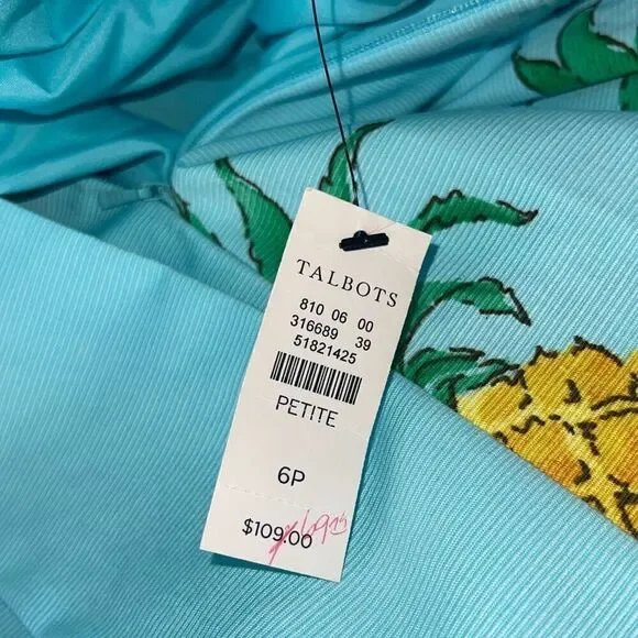 Talbots Skirt Turquoise blue Pineapple Skirt - Picture 8 of 8